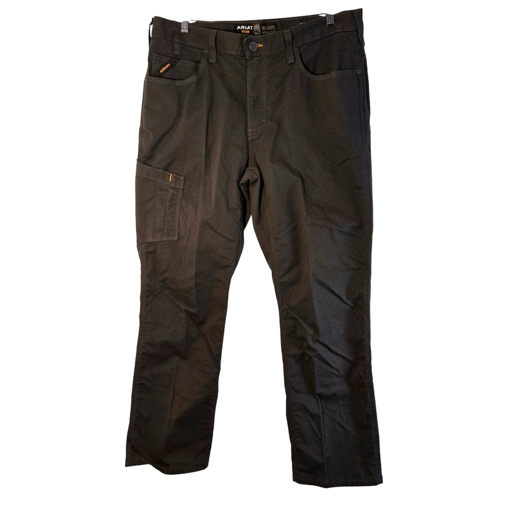 Ariat Rebar M4 Relaxed Straight Canvas Work Pants Men 35x30 Dark Grey Cargo